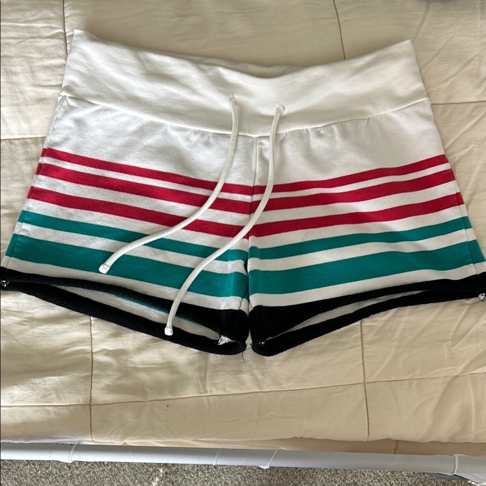White Athletic Shorts with Striped Design